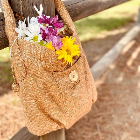 Linen polyester handbag / diaper bag. - Picture 1 of 5
